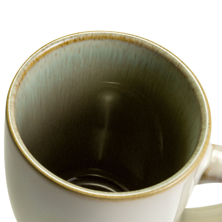 White Ceramic Barrel-Shaped 12oz Coffee Mugs, Set of 4