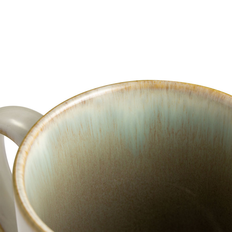 White Ceramic Barrel-Shaped 12oz Coffee Mugs, Set of 4