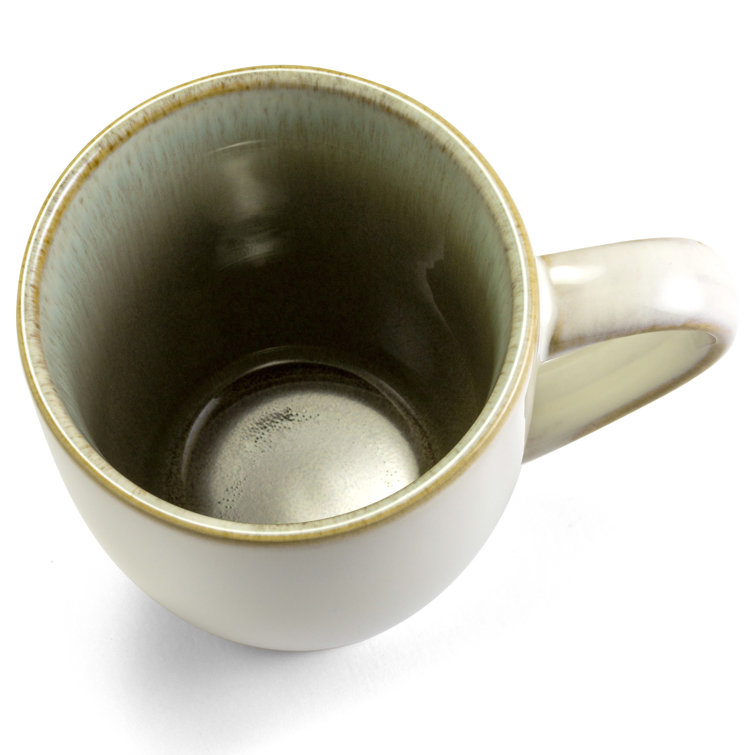 White Ceramic Barrel-Shaped 12oz Coffee Mugs, Set of 4