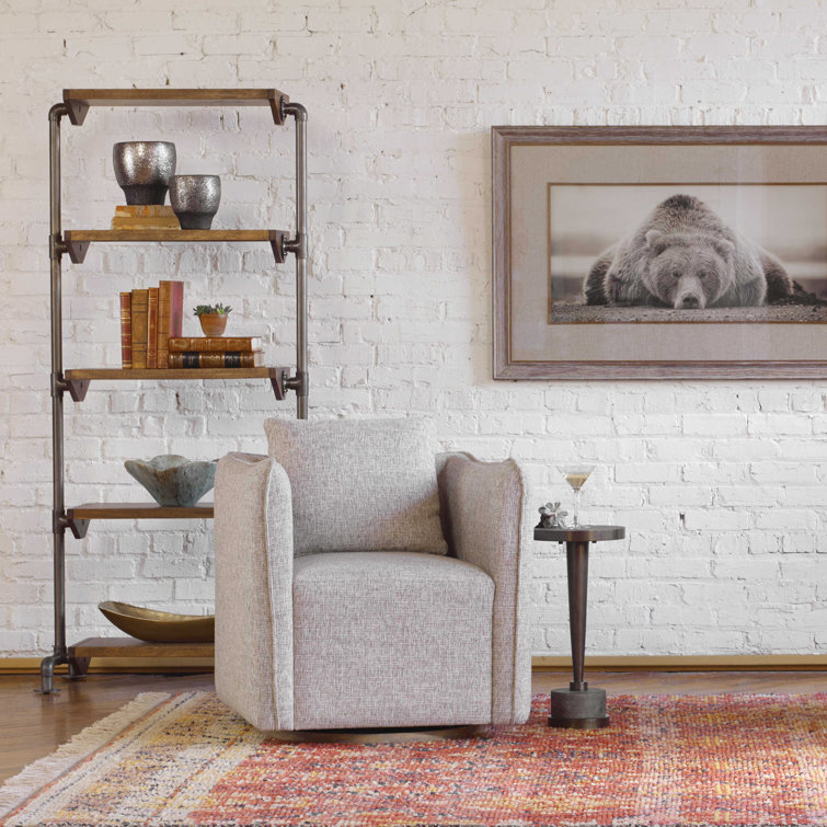 Rhordyn Industrial Gunmetal and Light Walnut 5-Shelf Etagere