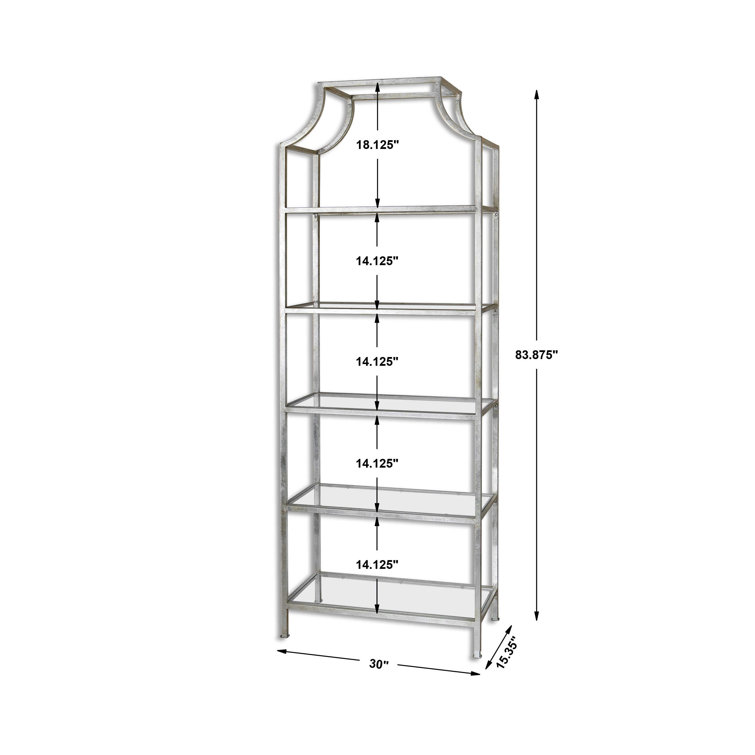 Aurelie Transitional Silver Metal and Glass 5-Shelf Etagere