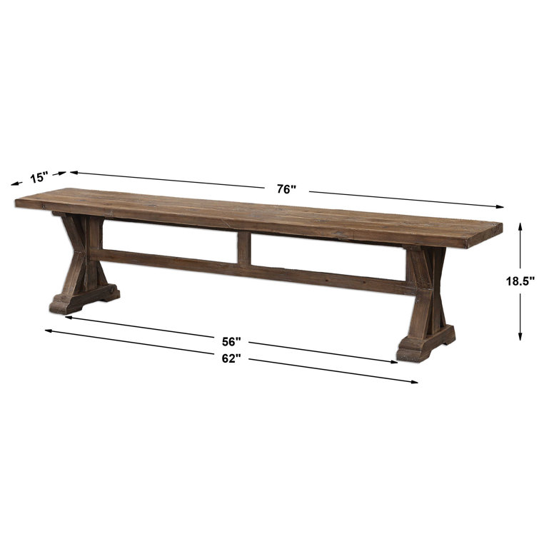 Stratford Salvaged Wood Trestle Dining Bench - Sun Faded Brown