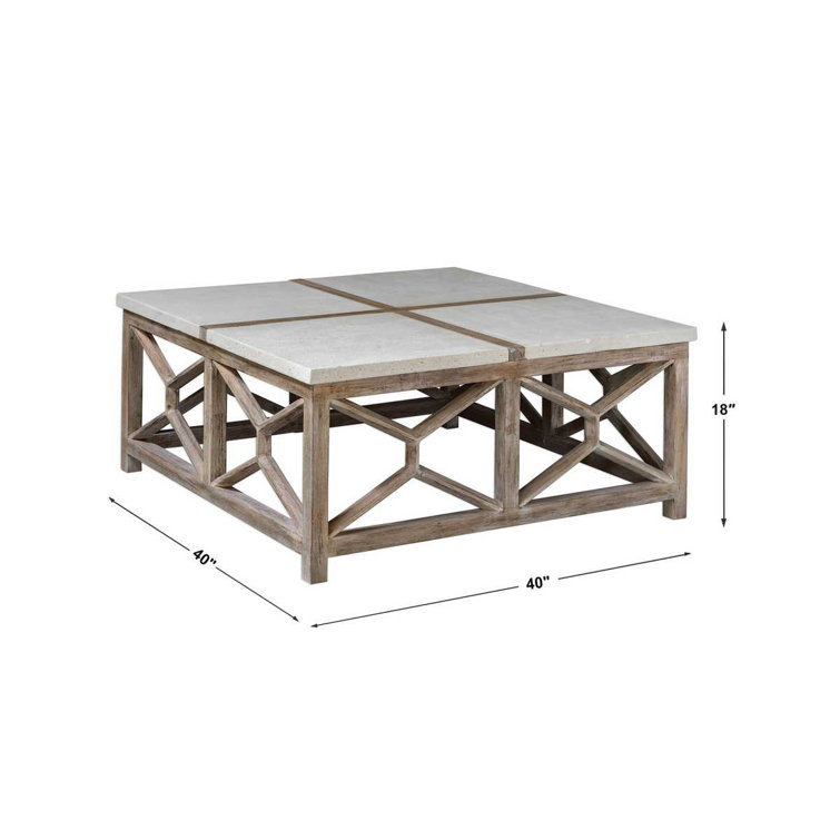 Transitional Coastal Square Coffee Table in Washed Natural
