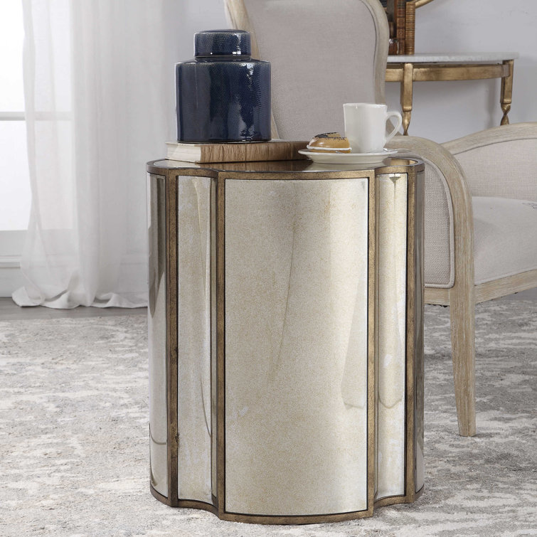 Harlow Mirrored Antique Brass Free Form End Table