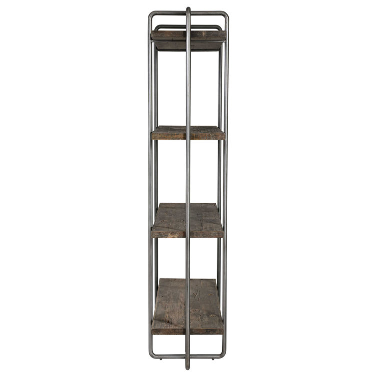 Stilo Urban Industrial 50'' Brown Reclaimed Wood Etagere