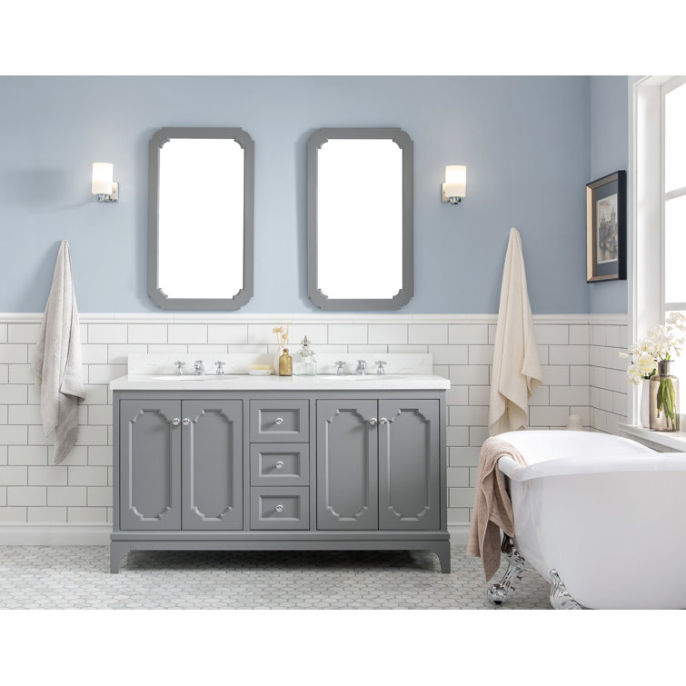 Queen 60" Cashmere Grey Double Sink Vanity with Quartz Top