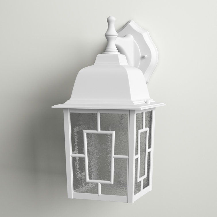 Bronze and White Metal Outdoor Lantern Wall Light