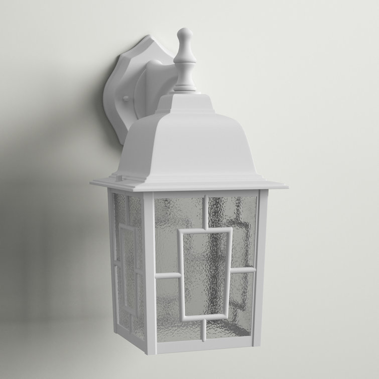 Bronze and White Metal Outdoor Lantern Wall Light