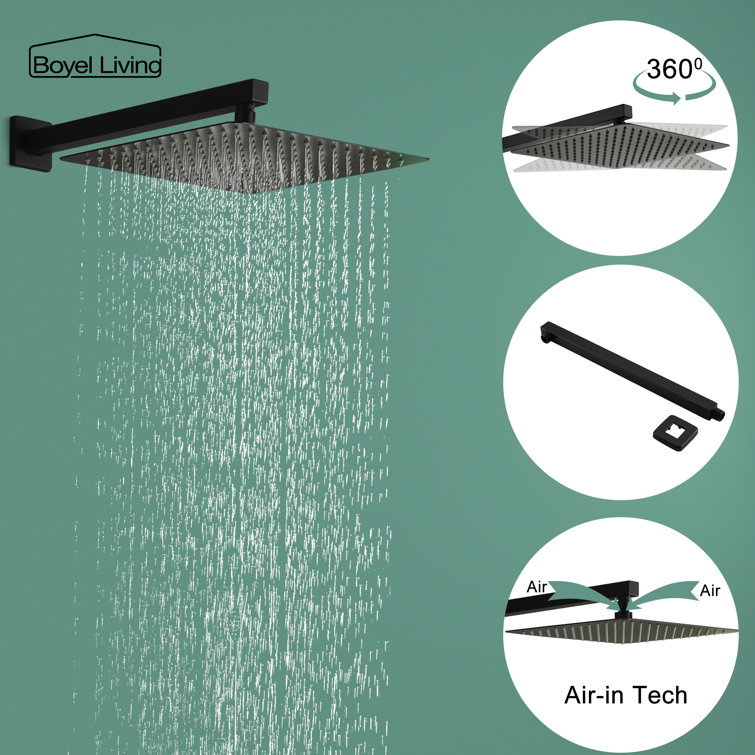 Matte Black Dual Shower Head with Handheld and Rain Spray