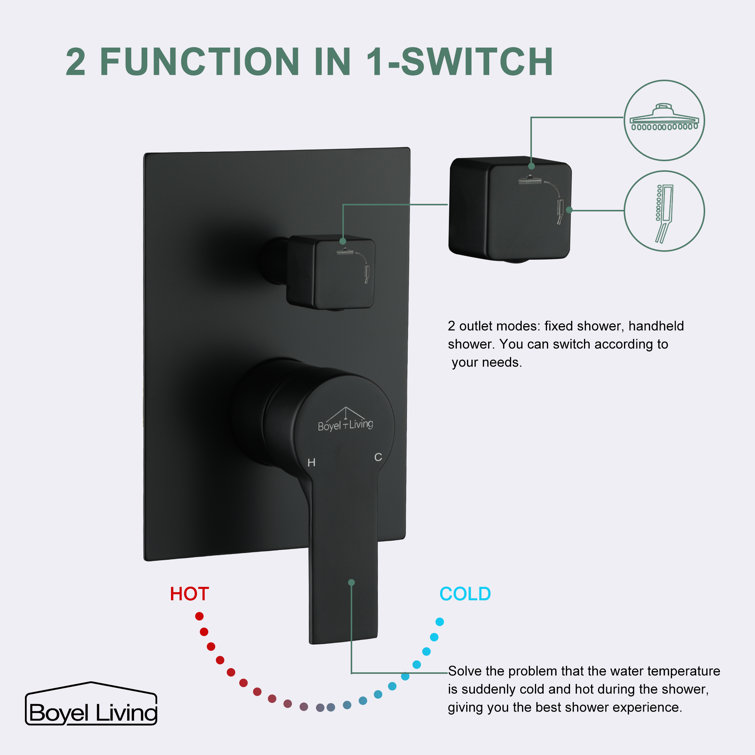 Matte Black Dual Shower Head with Handheld and Rain Spray