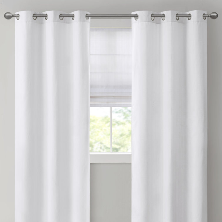 White Basketweave Room Darkening Curtain Panel Pair