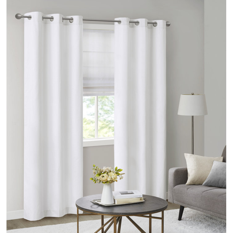 White Basketweave Room Darkening Curtain Panel Pair