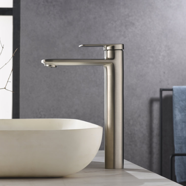 Brushed Nickel Tall Single-Handle Bathroom Faucet