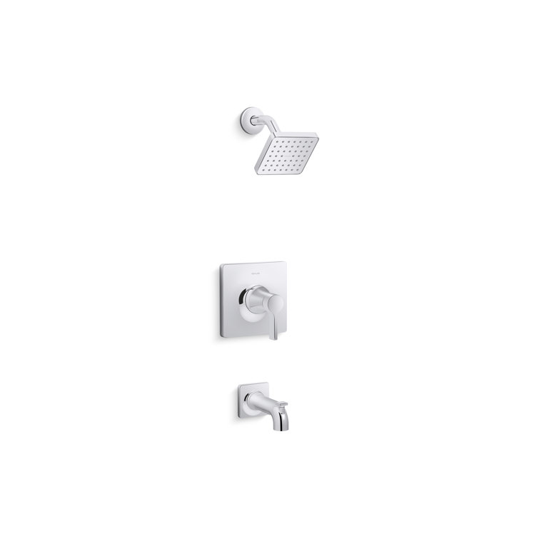Polished Chrome Wall Mounted Bath and Shower Faucet Set