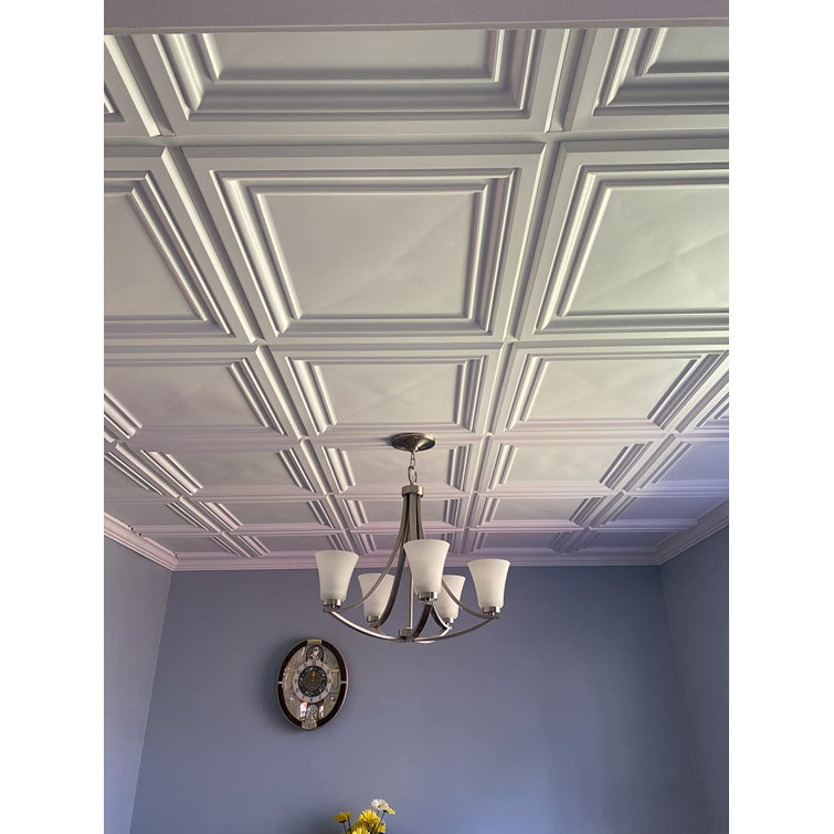 White 2 Ft. x 2 Ft. PVC Ceiling Tile Set