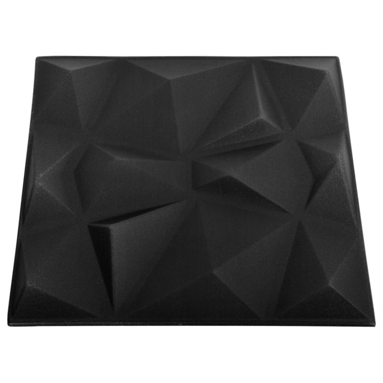 19.7" x 19.7" Diamond Black 3D Textured Wall Panels (12 Pack)