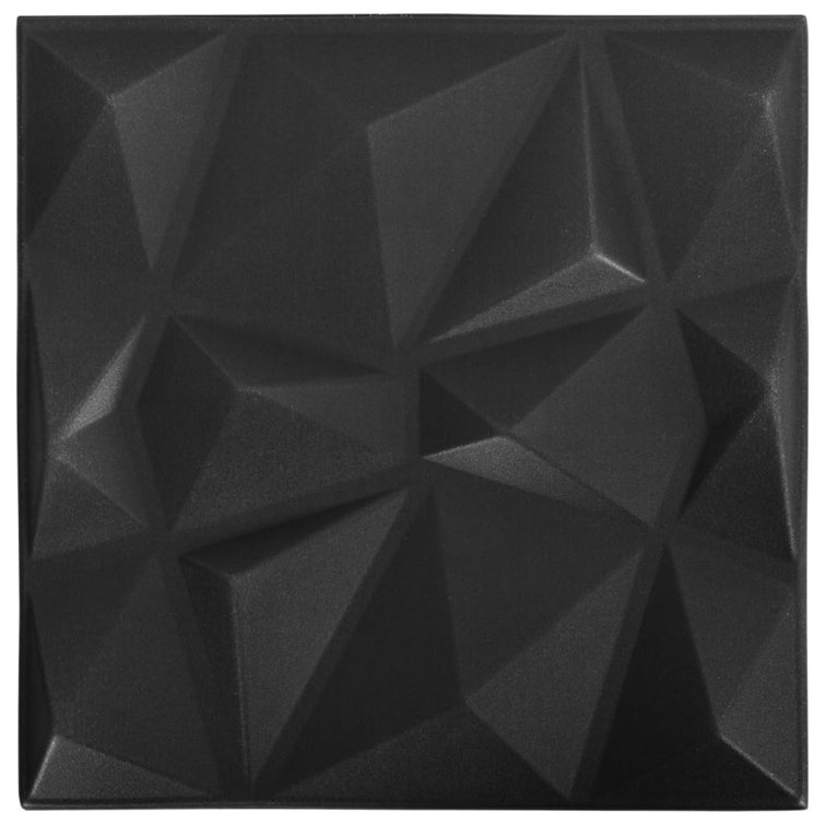 19.7" x 19.7" Diamond Black 3D Textured Wall Panels (12 Pack)