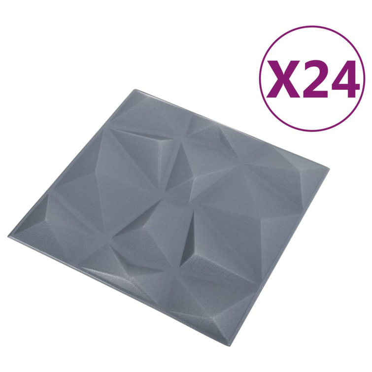 Diamond Gray 3D Textured Wall Panels 19.7" x 19.7" (24 Pack)