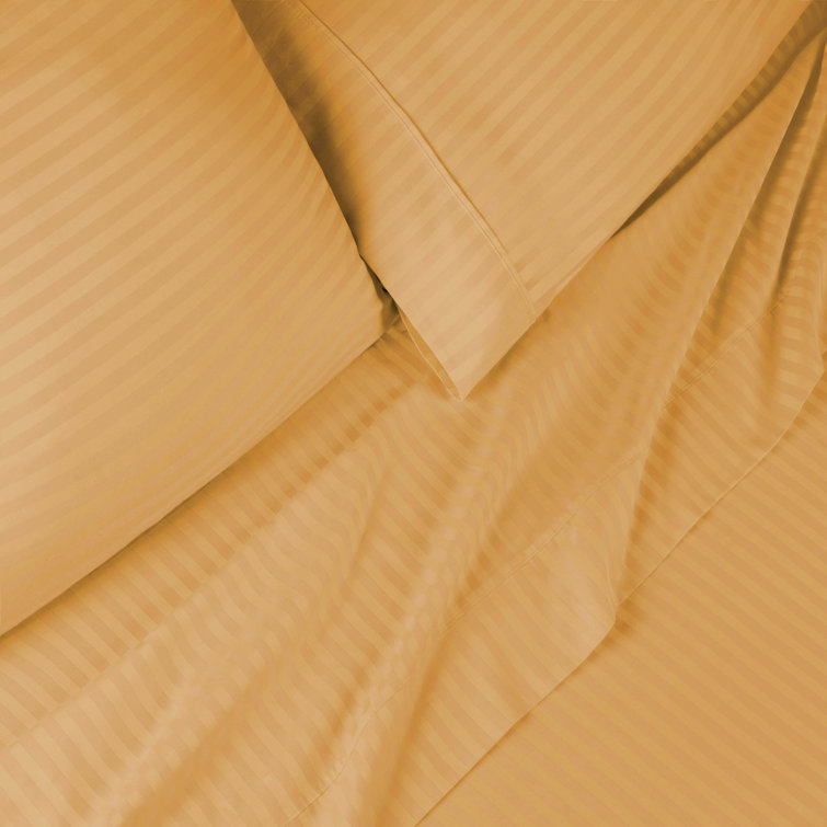 Gold Twin XL Egyptian Cotton Striped Sheet Set