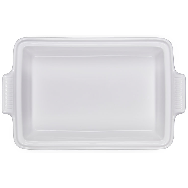 White Stoneware Non-Stick Rectangular Casserole with Lid