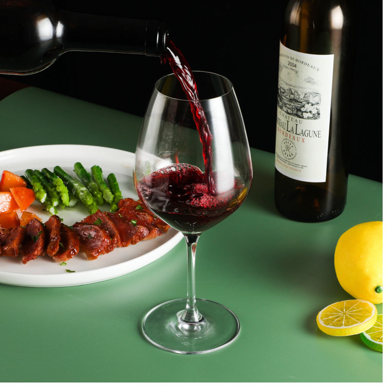 Set of 6 Clear Lead-Free Crystal Red Wine Glasses