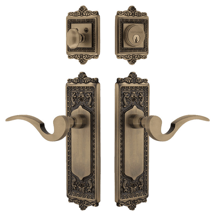 Antique Brass Egg & Dart Entry Set with Manor Lever