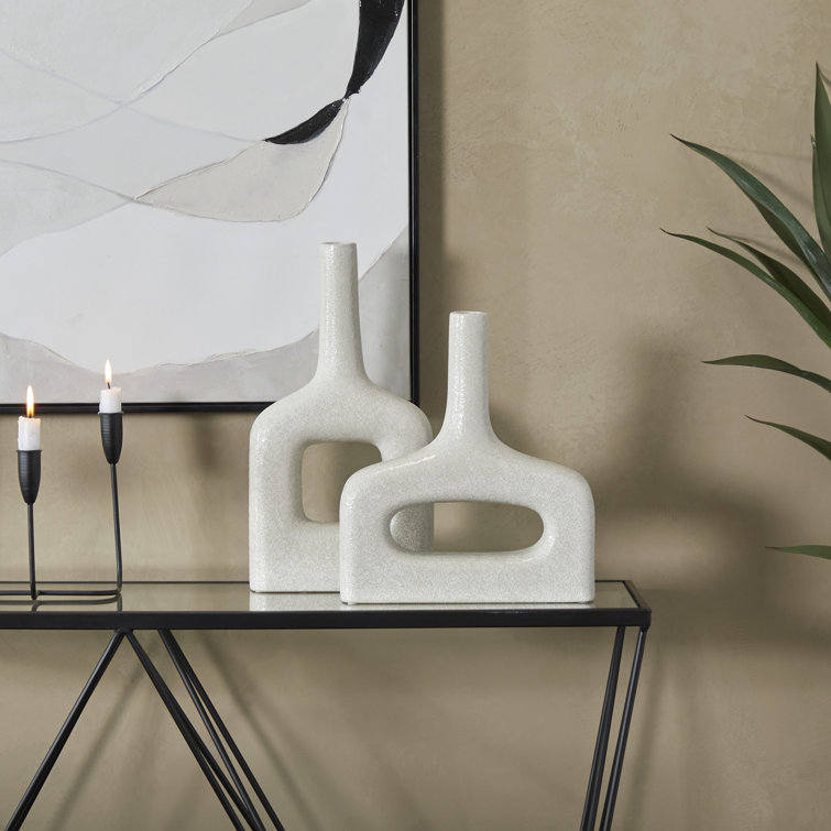 White Ceramic Novelty Table Vase Set