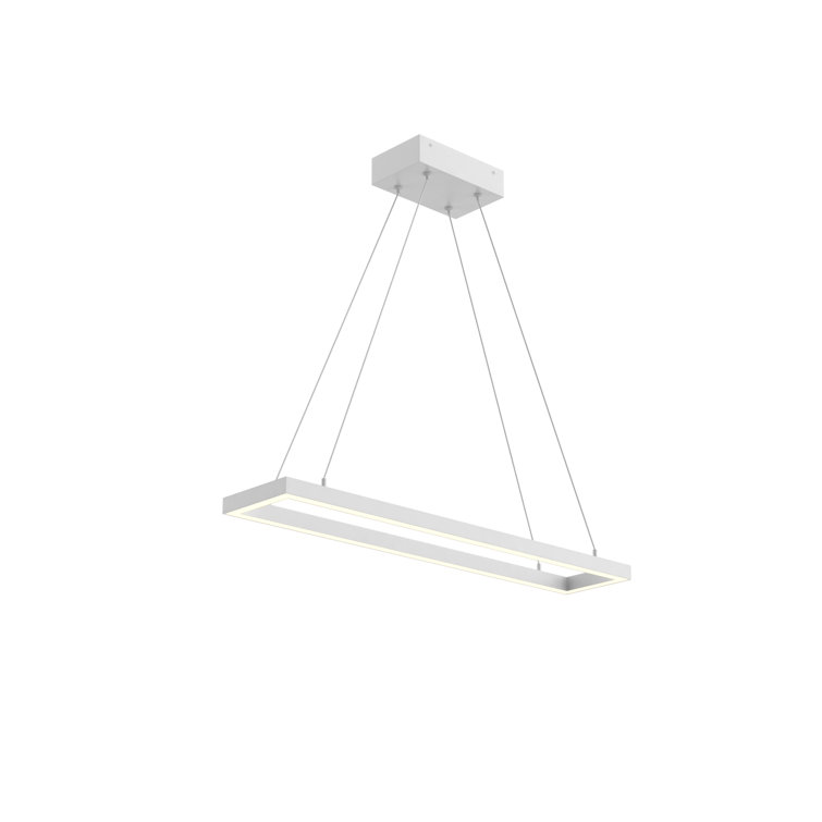 White Aluminum Dimmable LED Rectangle Chandelier
