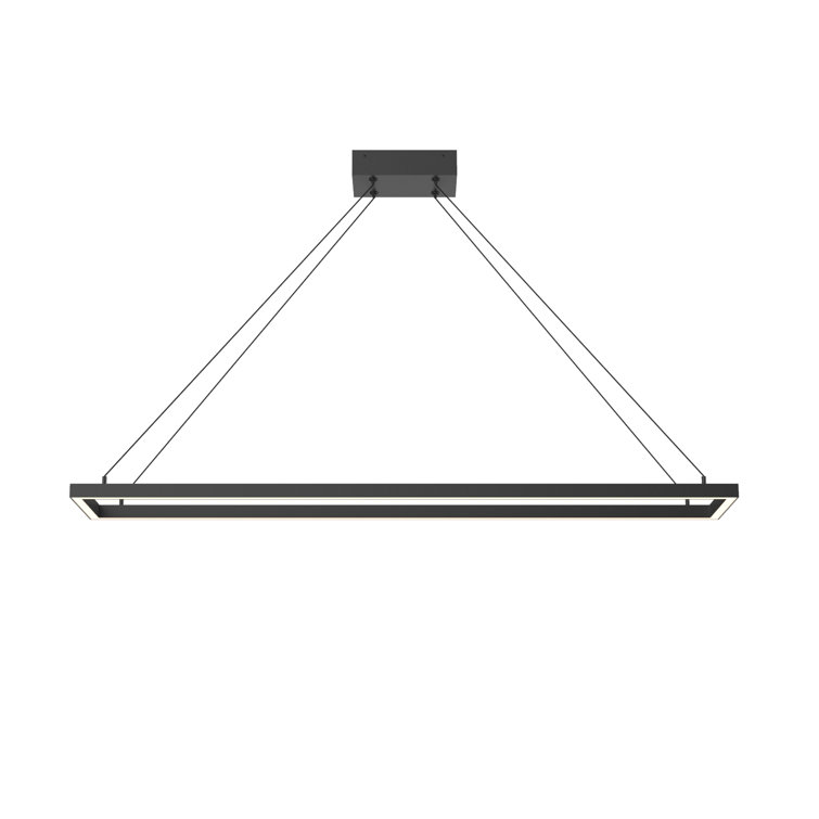 Sleek Black Aluminum LED Rectangular Pendant Light, 47.25 in