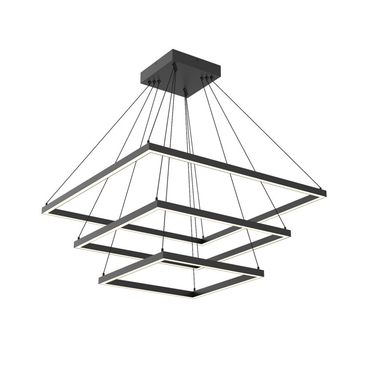 Piazza Black 31.5" Square LED Chandelier with Opal Diffuser