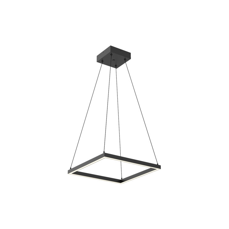 Sleek Piazza 31.5" Square LED Ceiling Chandelier in Black Aluminum