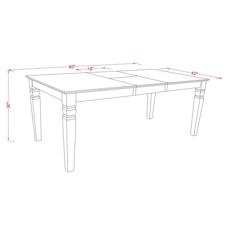 Black Rubberwood Extendable Dining Table Set with 4 Slatted Chairs