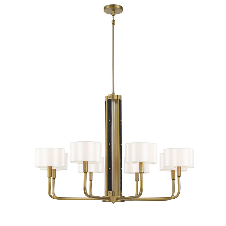 Chelsea Soft Brass 8-Light Chandelier with White Silk Shades