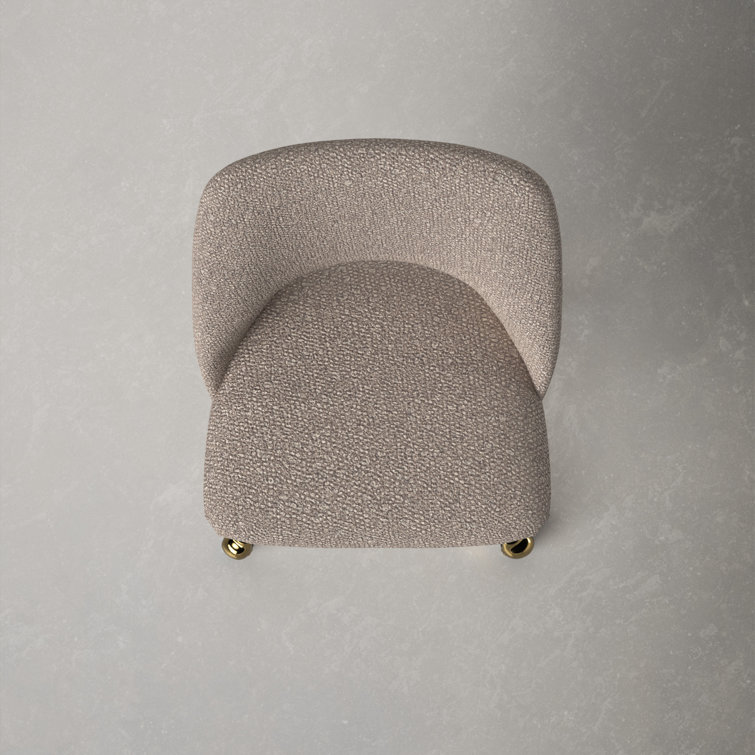 Gray Boucle Upholstered Armless Task Chair with Gold Base