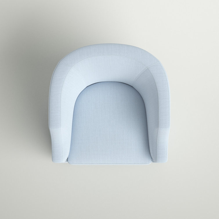 Sky Blue Transitional Swivel Barrel Accent Chair in Polyester