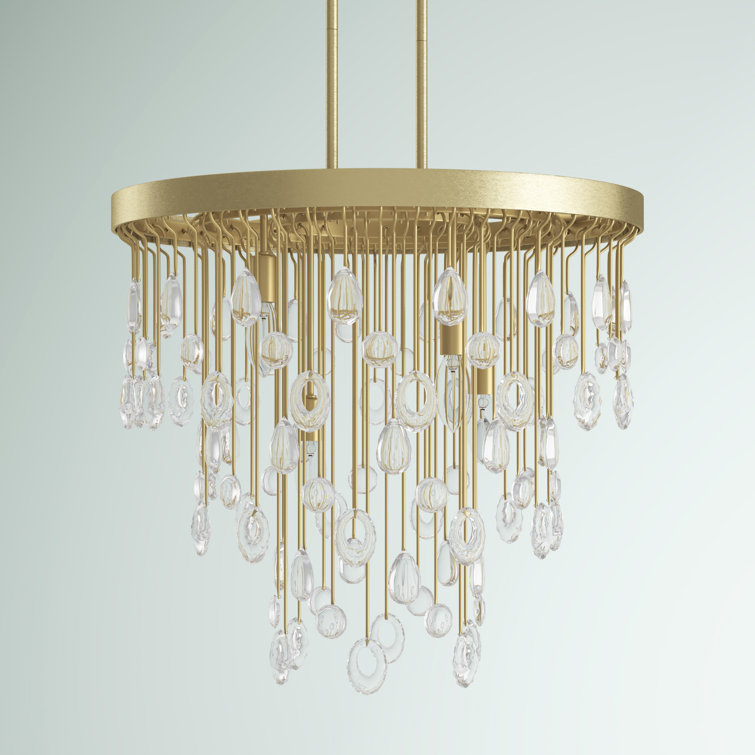 Noble Brass and Crystal 4-Light Adjustable Chandelier