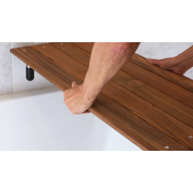 Adjustable Teak Wood Spa Tub Seat with Stainless Steel Frame
