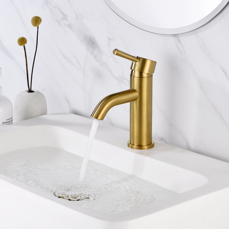 Brushed Gold Single Handle Bathroom Faucet with Pop-Up Drain