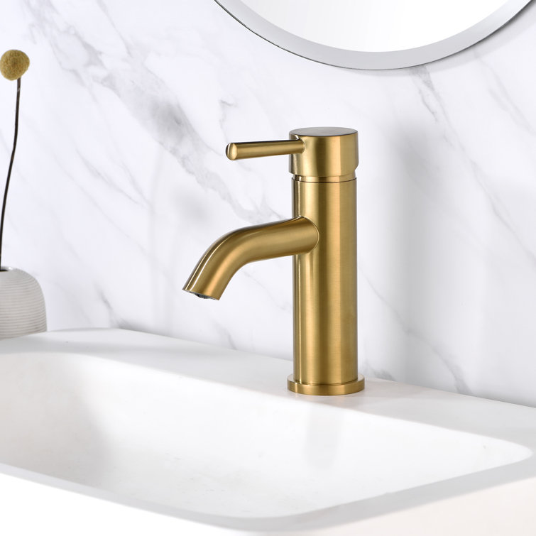 Brushed Gold Single Handle Bathroom Faucet with Pop-Up Drain