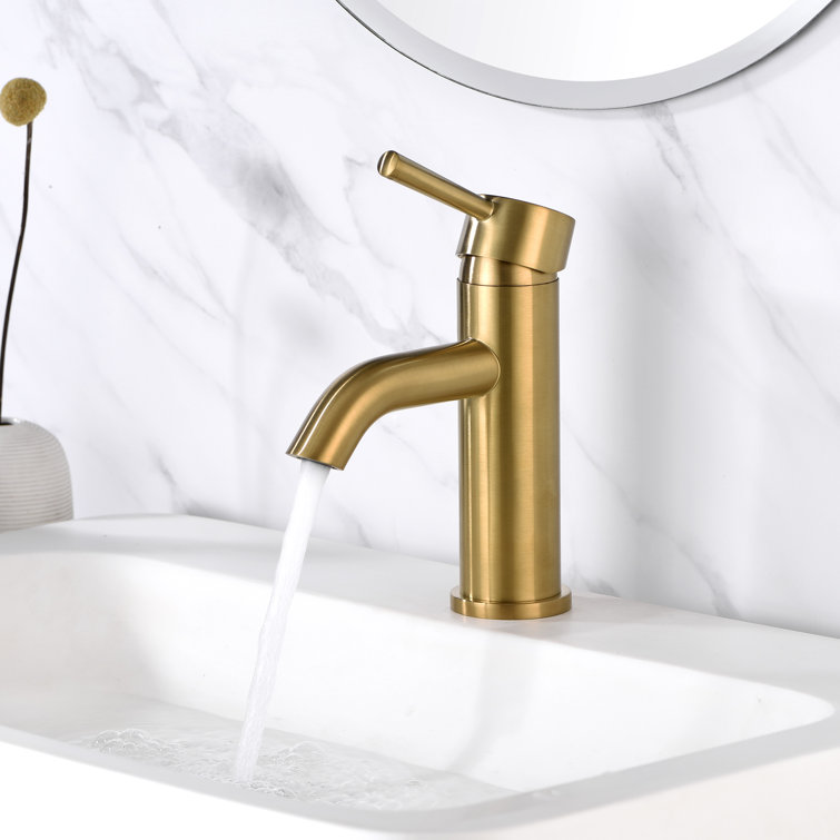 Brushed Gold Single Handle Bathroom Faucet with Pop-Up Drain