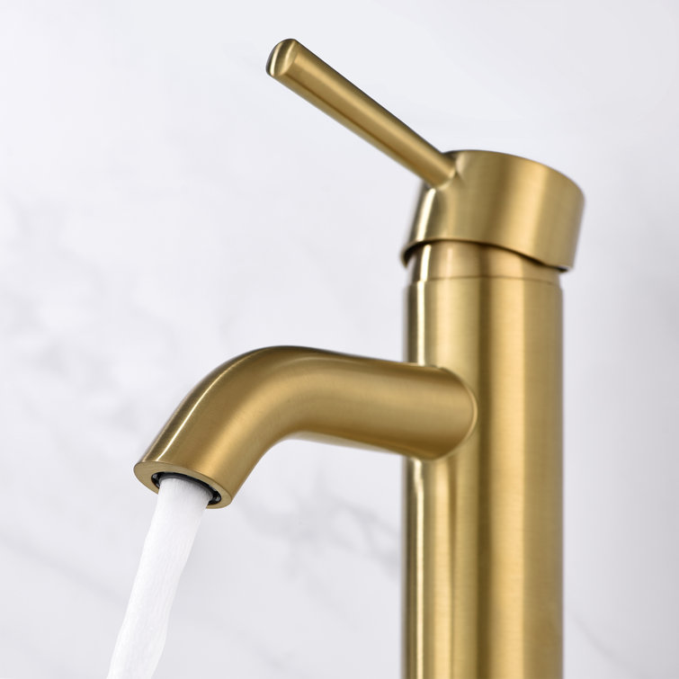 Brushed Gold Single Handle Bathroom Faucet with Pop-Up Drain