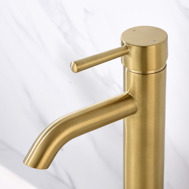 Brushed Gold Single Handle Vessel Sink Faucet with Drain