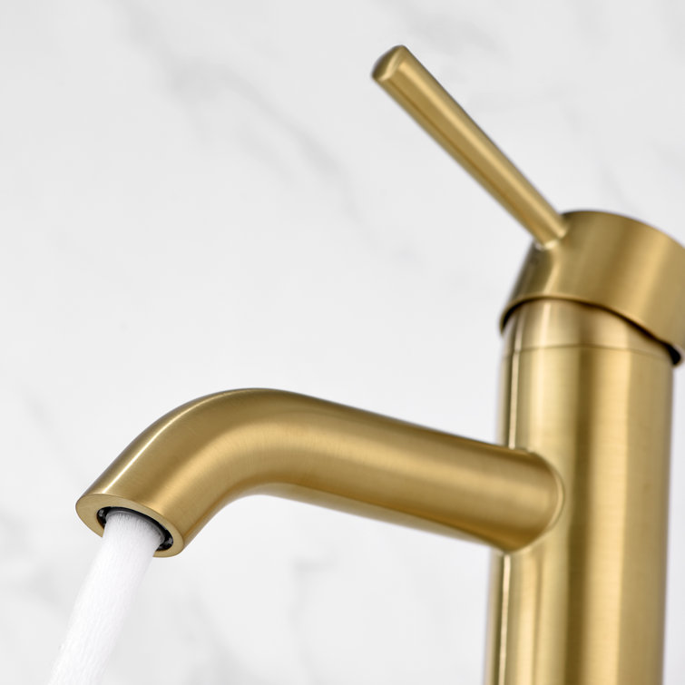 Brushed Gold Single Handle Vessel Sink Faucet with Drain