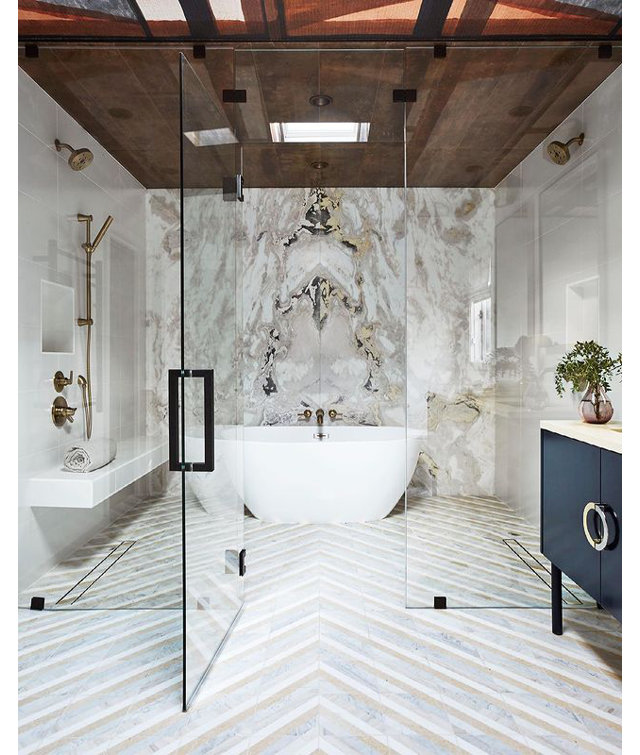 Beige and Gray 8x8 Polished Marble Mosaic Tile