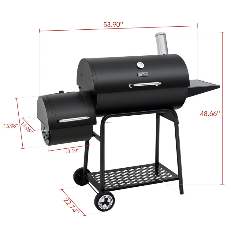Royal Gourmet 54" Black Barrel Charcoal Grill with Smoker