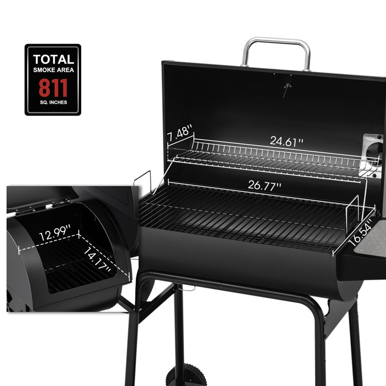 Royal Gourmet 54" Black Barrel Charcoal Grill with Smoker