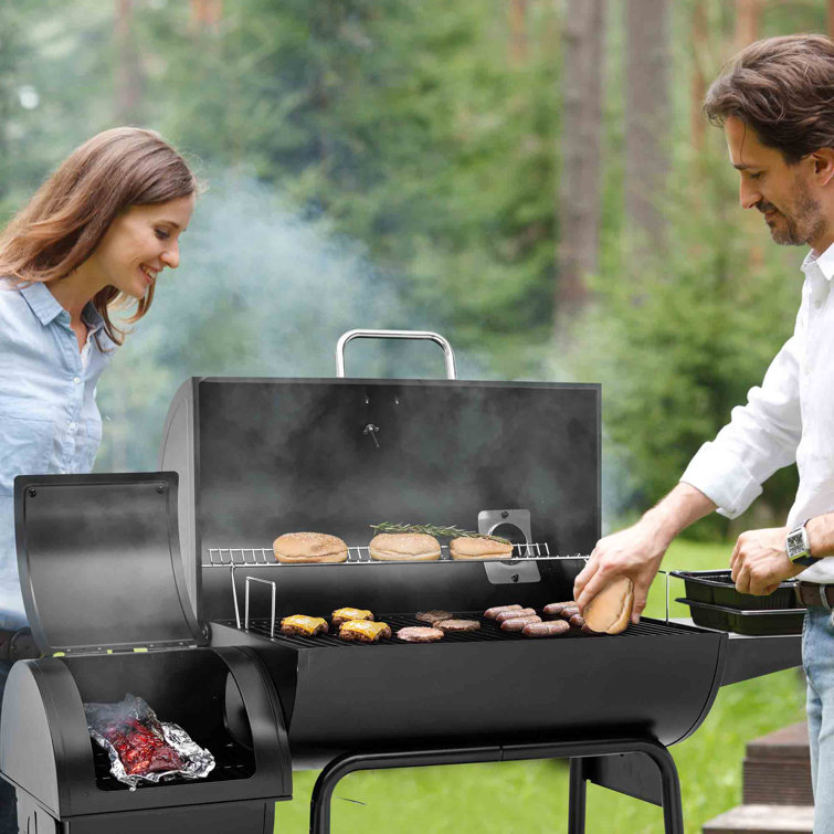 Royal Gourmet 54" Black Barrel Charcoal Grill with Smoker
