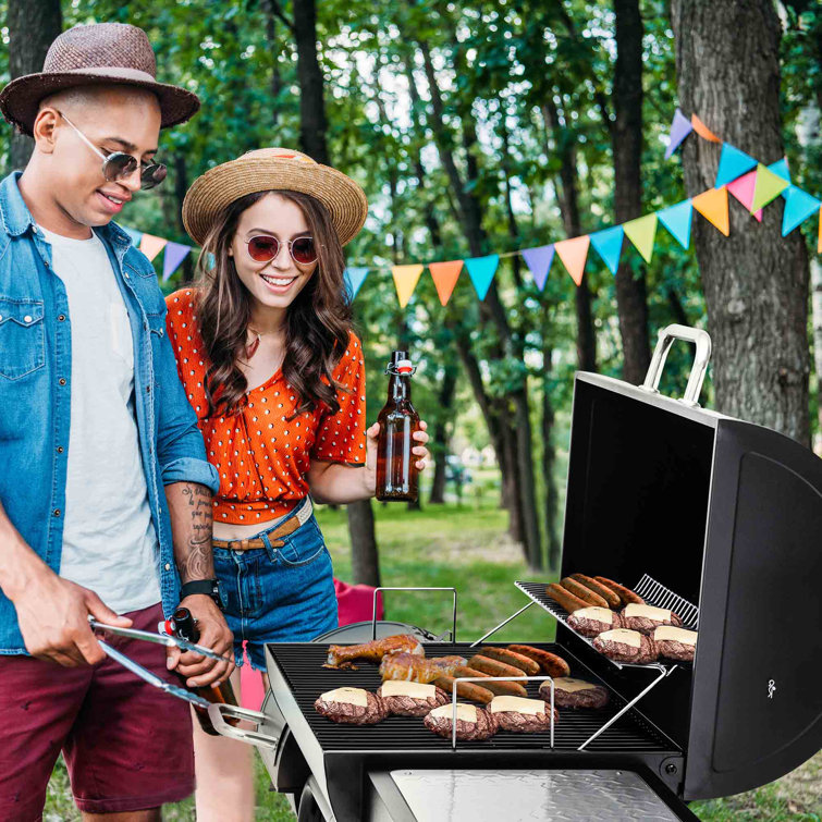 Royal Gourmet 54" Black Barrel Charcoal Grill with Smoker