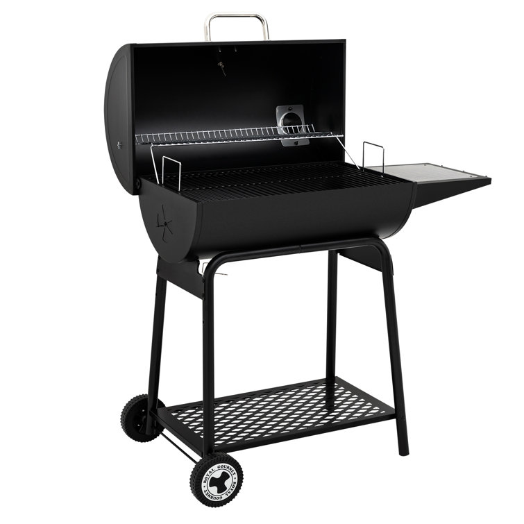 Royal Gourmet 30-Inch Black Barrel Charcoal Grill with Smoker