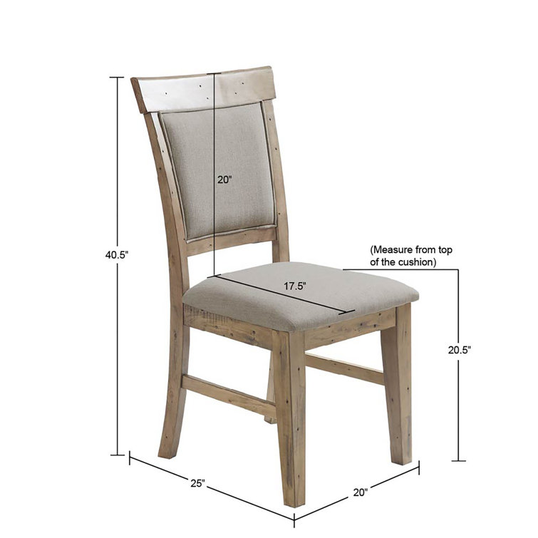 Cream Upholstered Solid Wood Dining Side Chair Set